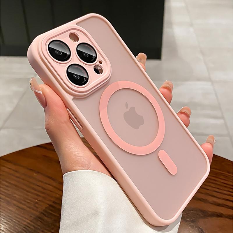 Luxury Matte Magnetic For Magsafe Translucent Case For iPhone 16 15 14 13 11 12 Pro Max Plus Glass Lens Wireless Charge Cover