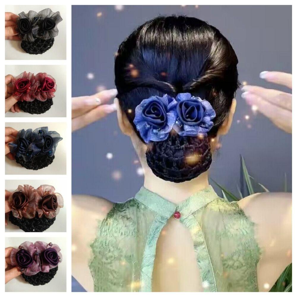 Crystal Women Hairpins Headdress Professional Headdress Jewelry Bun Net Snood  Gift