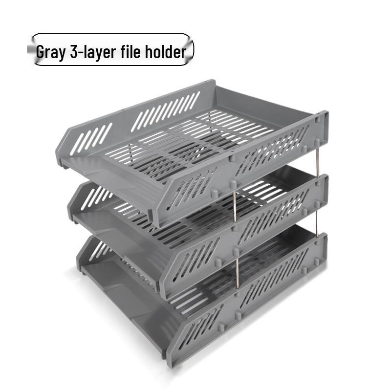 Синяя многоярусная настольная стойка для файлов - Офисная полка для хранения и коробка из толстого пластика