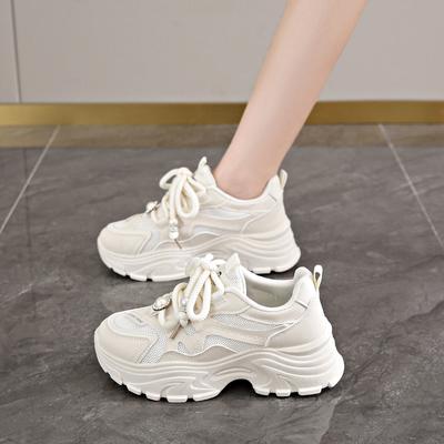 CRLAYDK Кроссовки на толстой подошве для женщин, модные белые сетчатые туфли для папы, удобные, для ходьбы, спорта и тенниса для женщин