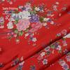 Floral Satin Print Cheongsam Pajamas with Ribbon Headdress and Lantern Kimono Quilt Fabric