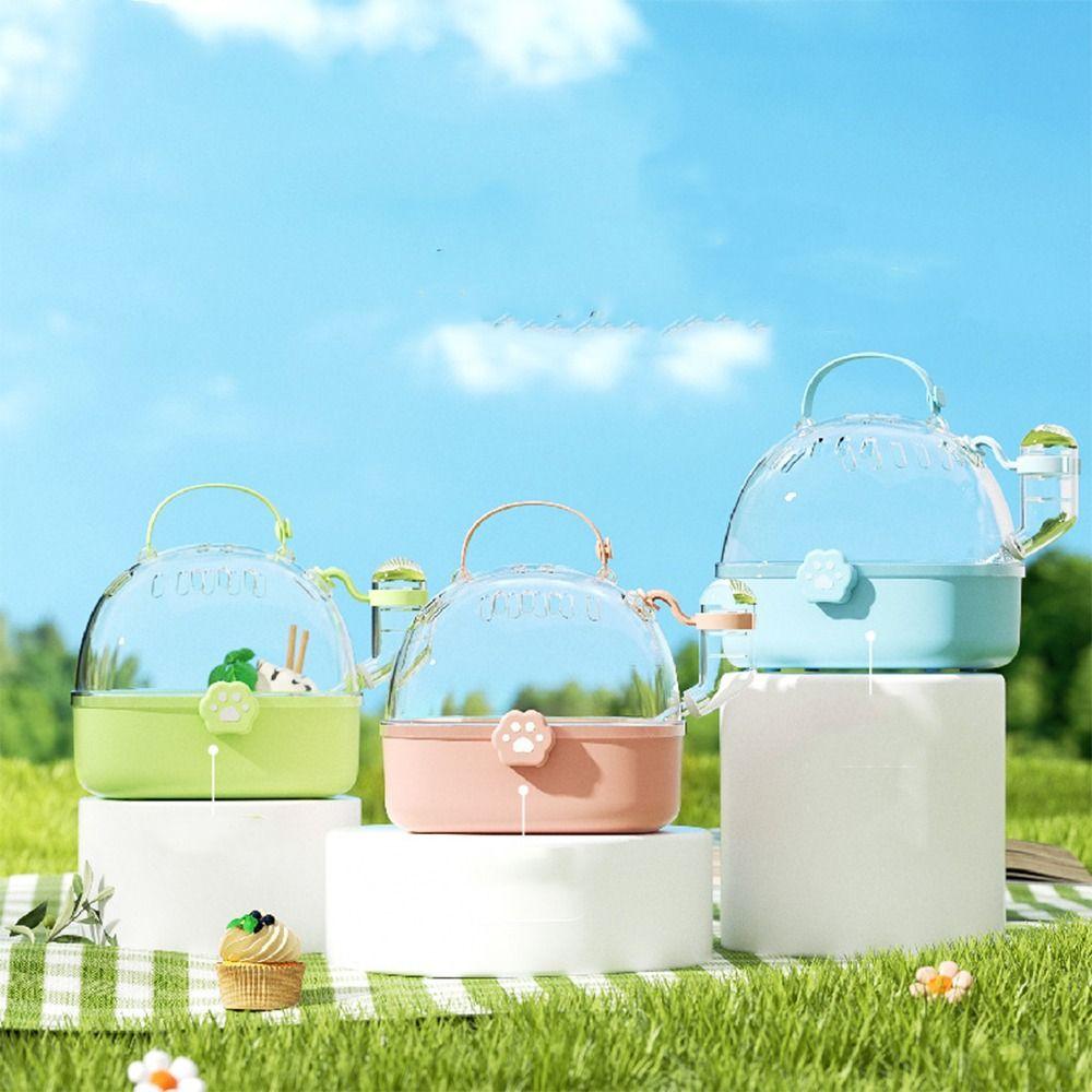 Transparent Hamster Cage Breathable Travel Pet Cage Sturdy Pet Carriers Cage Outdoor