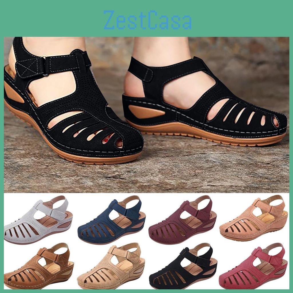 Vintage Woman Sandals Summer Wedge Sandals Casual Cutout Loophole Women Shoes Female Ladies Platform Retro Sandalias Plus Size
