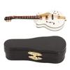 Guitar Brooch Pin White Hollow Stylish Style Wood Velvet Case Decorative with Safety Clasp Mini