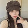 Корейский замшевый восьмиугольный берет: Высококачественная, универсальная, ретро-шляпа газетчика-художника для женщин