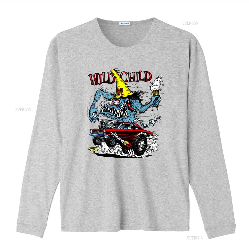 Футболка Ed Big Daddy Roth Rat Fink Hot Rod Wild Child для S 5XL Американская Сделано фанатами Серая винтажная Стиранная Удобная уличная одежда