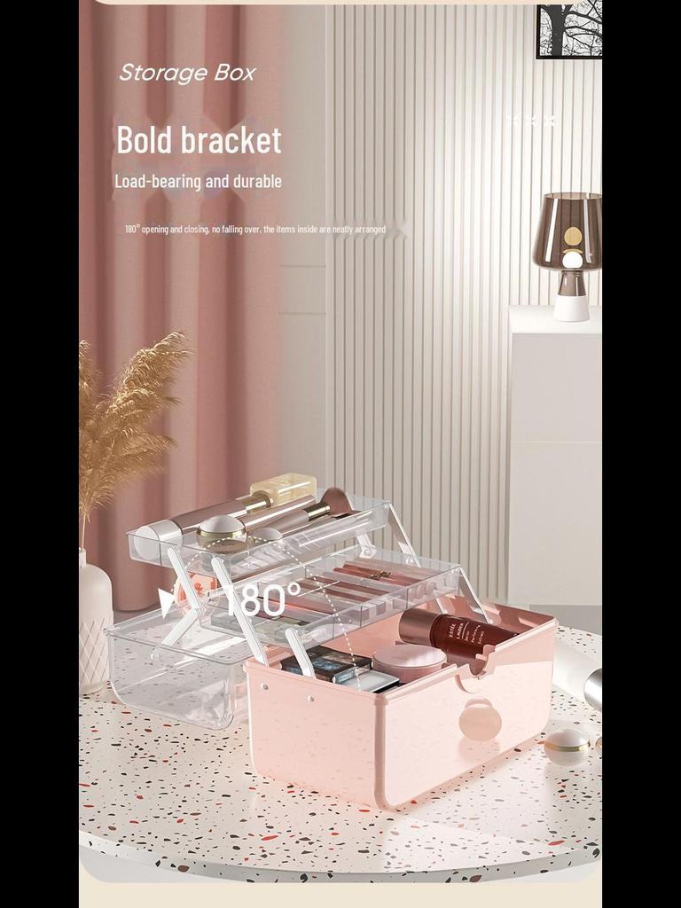 Настольный органайзер для косметики большой вместимости - кисти для макияжа, помада, тональный крем, лак для ногтей и маска, пылезащитный контейнер для хранения