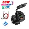 86W Dual QC3.0 USB & Dual PD3.0 Car Charger Power Outlet Socket Type-C Fast Charging Outlet with LED Voltmeter 12-24V For Cars