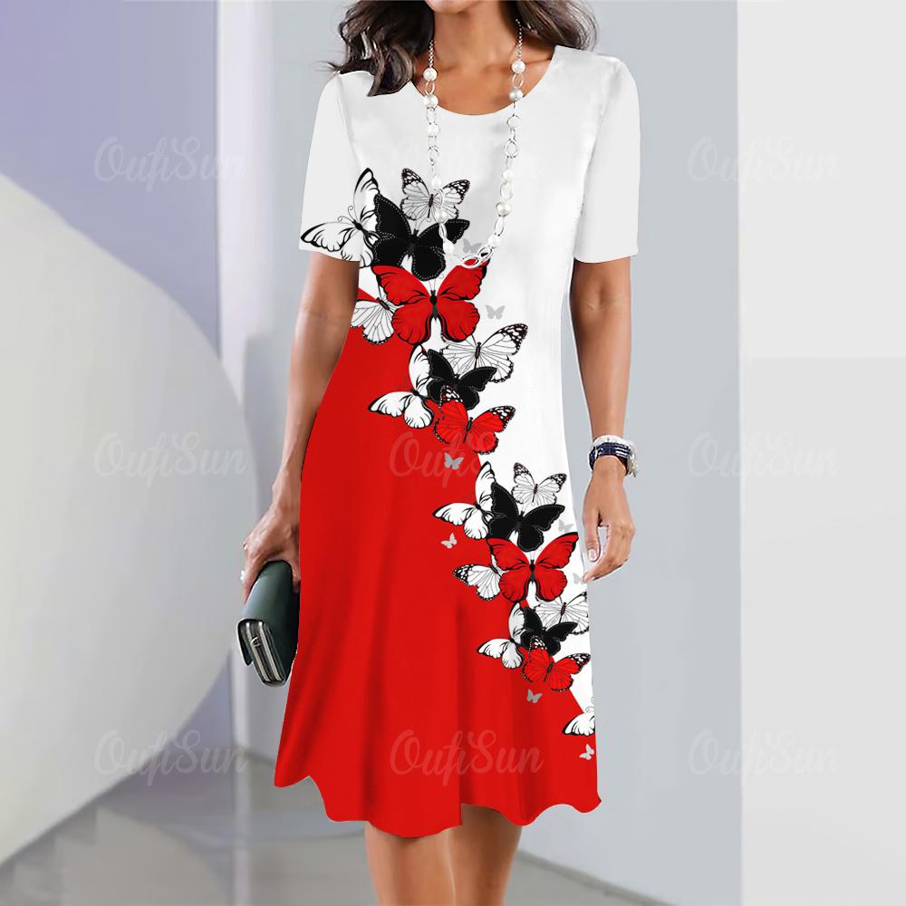 Butterfly & Floral 3D Print New Women's Dresses Plus Size Female Summer Dress