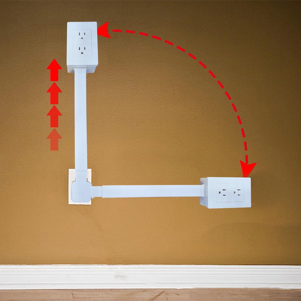 Электрический удлинитель. Доступ к труднодоступным розеткам! Особенности: USB-A, USB-C и 2 розетки переменного тока, выдвигается на 22-34 дюйма, поворачивается на 180°. Использовать за диванами