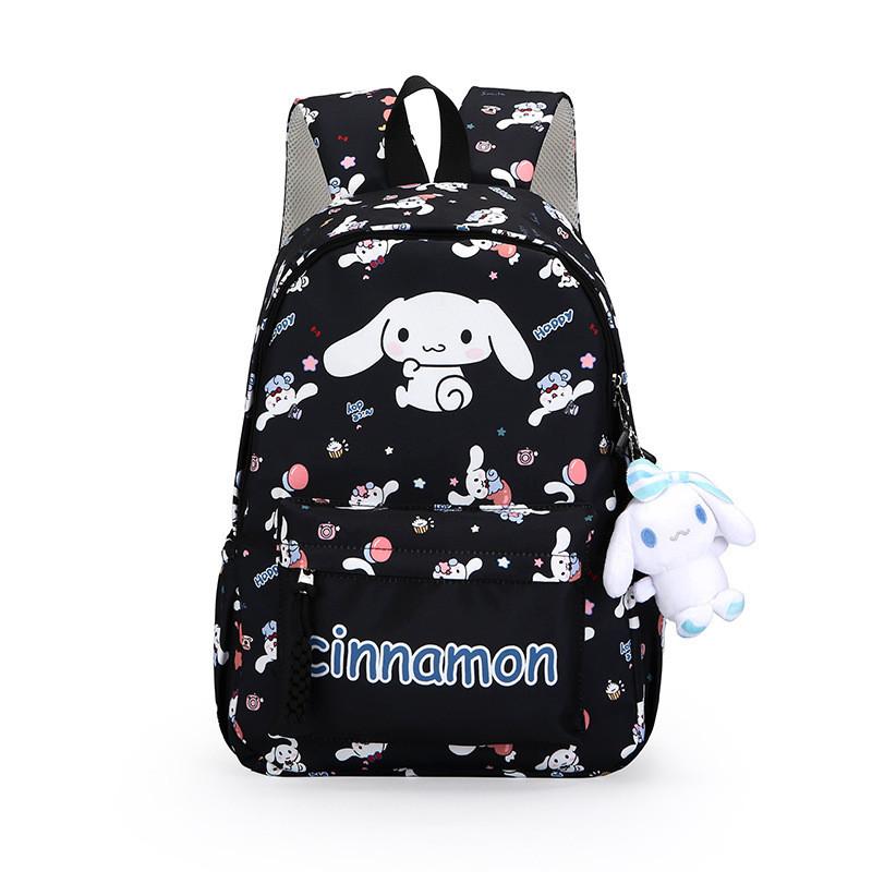 Cute Cartoon Style Casual Backpack For Students In Beige Pink Black And Blue Colors