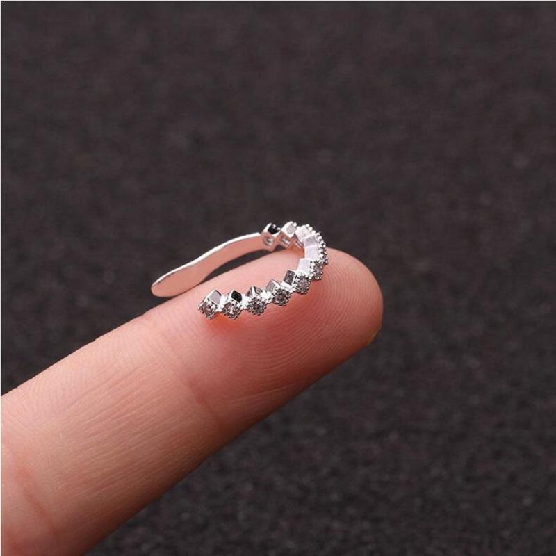 1 шт без пирсинга, блестящая нержавеющая сталь, хрящ, манжеты для ушей, кристалл, кубический циркон, зажим для ушей, ювелирные изделия