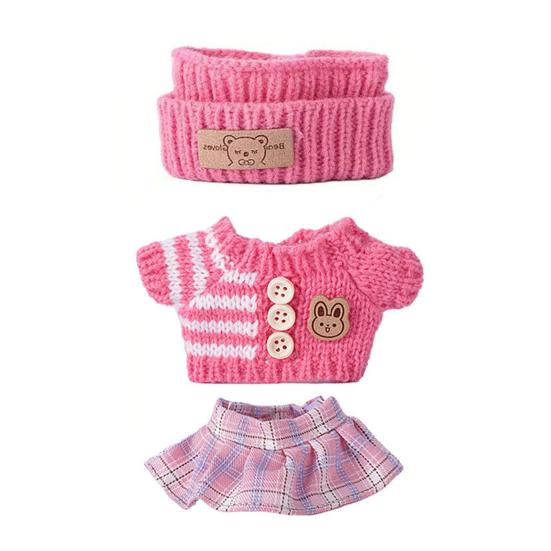 17cm Doll Clothes 3-Piece Hat Sweater Pants Sets Handmade Baby Doll