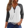 Жен. Футболка Футболка с принтом Пуговицы Рукав 3/4 Рукав реглан Повседневные Выходные Мода Классический V-образный вырез Обычный Топ