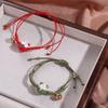 Милый браслет для влюбленных с колокольчиком Манеки Неко Женское кольцо на руку Красная плетеная веревка Украшения в китайском стиле