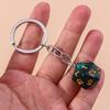 Yousheng Dice Keychain 20 Sides Number Curved Stainless Polished Chain Geometric Car Key Holder Handbag DIY Pendant Key Organizer