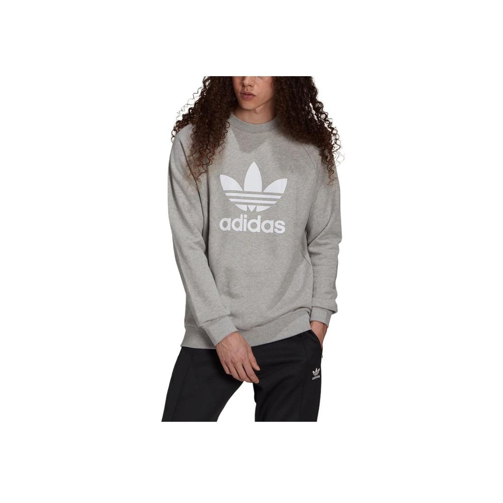 Adidas Толстовка с круглым вырезом и принтом логотипа бренда спереди, мужские топы серого цвета H06650