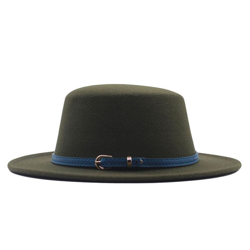 Autumn and winter new British men's top hat, flat-top woolen hat, European and American jazz hat, big-brimmed women's hat