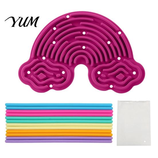 Sensory Board with Strings Silicone Activity Board, Christmas Tree Rainbow Ice Stick French Fries Quiet Strings, Silent Fidget Toy for Stress Relief