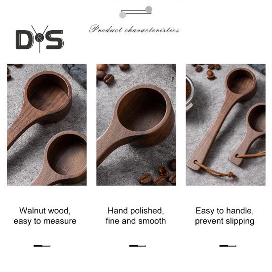 Деревянная кофейная ложка Столовая ложка Совок для измерения кофе, чая, сахара, муки Кухонные принадлежности Посуда для молотых зерен Смешивание Помешивание