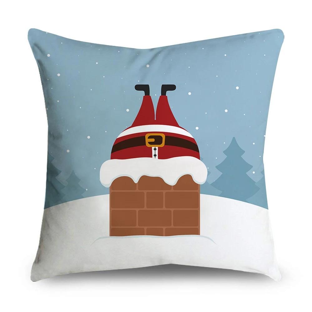 Рождественская наволочка с изображением лося, саней, венок Санта-Клауса, снеговика, рождественские украшения, офисный диван-кровать, автомобиль, наволочка