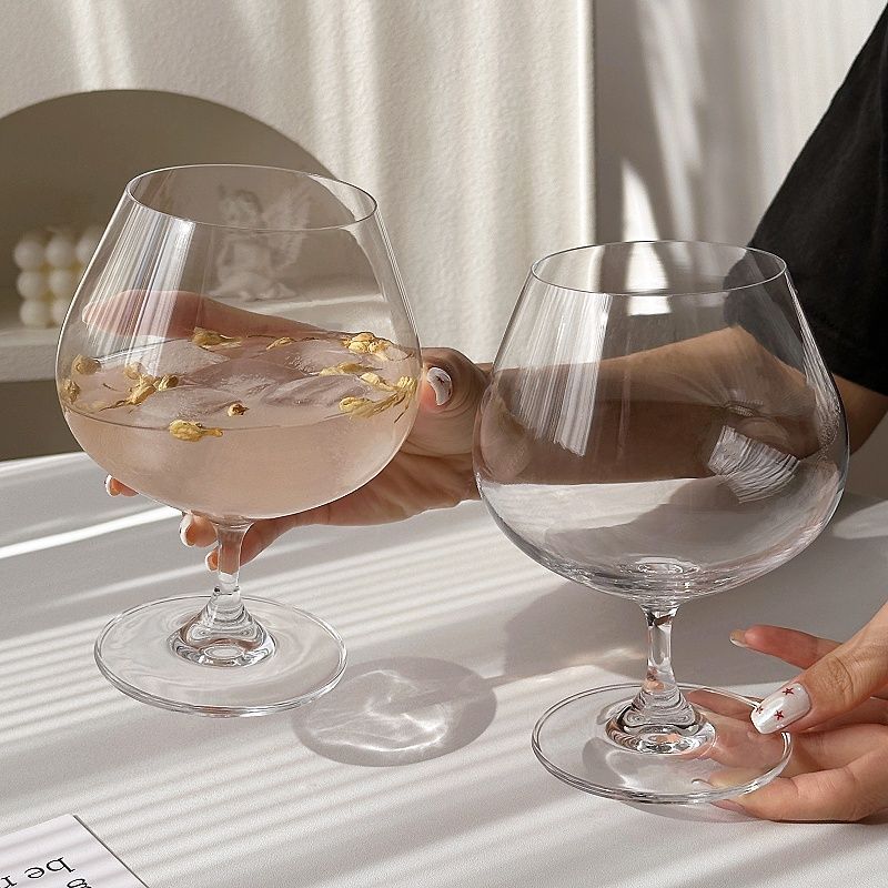 Big Belly Glass Short Footed Wine Glass High-capacity Brandy Red Wine Champagne Whiskey Glass Party Barware Outdoor Cup Gifts