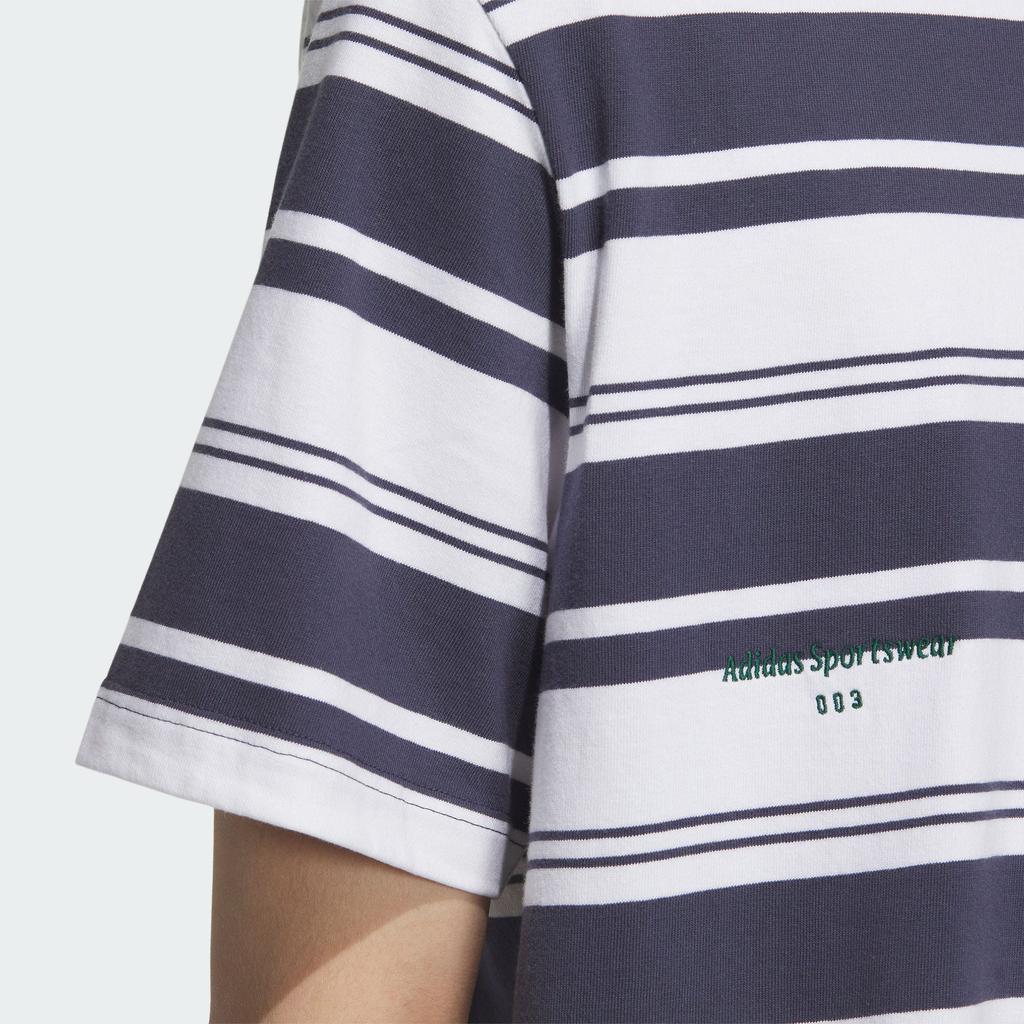 Adidas Striped Sport Casual Short Sleeve T-Shirt Men Tops Dark-Cyan IS4959