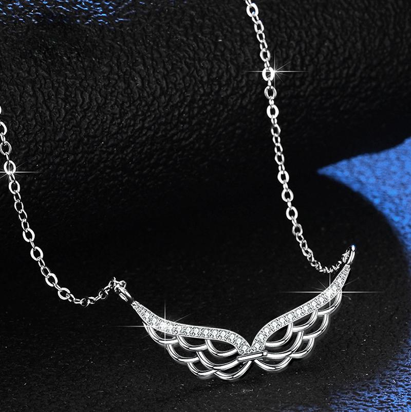 D цвет 0,2 карата 1 мм настоящий муассанитовый кулон для женщин из натурального стерлингового серебра 925 пробы с крыльями ангела элегантное ожерелье ювелирные изделия с бриллиантами