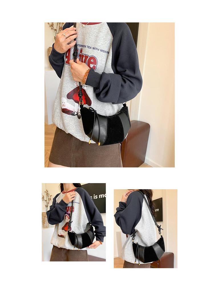 Ретро Матовая Женская Сумка Кроссбоди Круассан - Новая Мода 2025 Повседневная Нишевая Сумка на Плечо