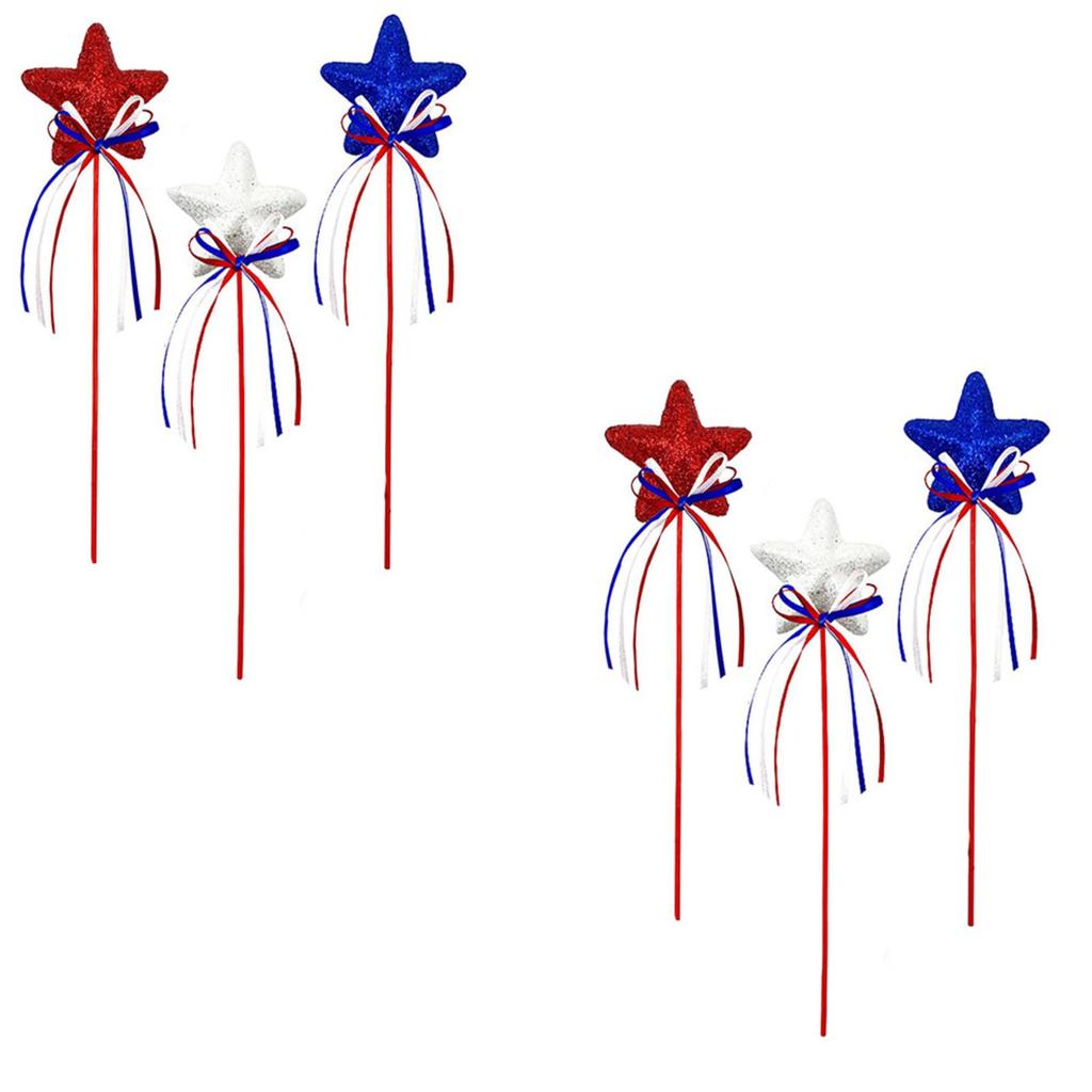 Independence Day Five-pointed Star Decoration Red, And Blue Five-star Bow Star Stick Plug American Independence Day Party Decoration