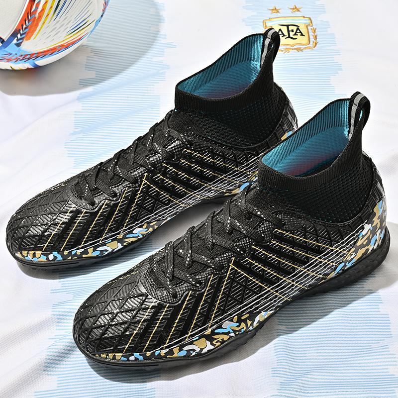 32-45unisex Football Shoes High-top Elastic Socks PVC Rubber Soft Bottom TFFootball Shoes Men's Special Children Competition Training Football Shoes