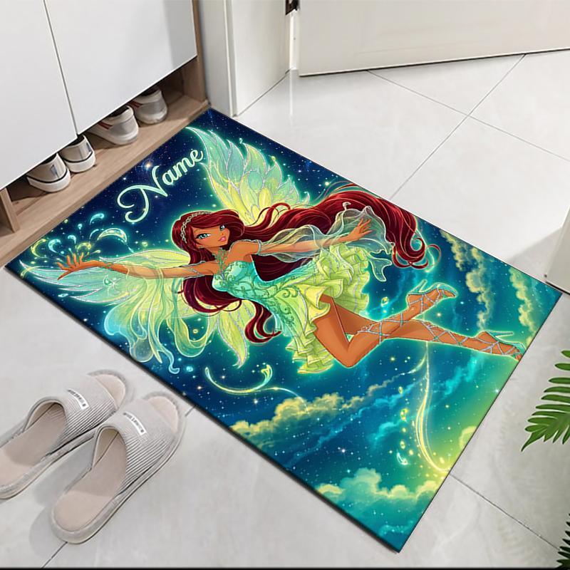 Custom Name Winx Club Printed Carpet Rug For Office Chair Living Room Bedroom Kitchen Room Decor Gifts