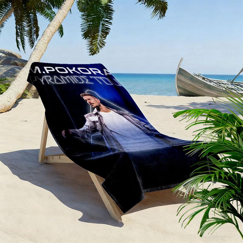 M Pokora Print Beach Towel, Large Soft Quick Dry Towel for Beach Camping Swimming