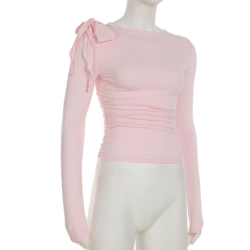 Summer Lace-Up T-Shirts Vest For Women Long Sleeve High Waist Cropped Y2k Top Pullover Female 2025 New Tank Top