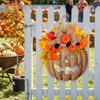 Halloween simulation flower autumn wooden pumpkin listing wooden door sign pendant window home decoration ornament autumn wooden pumpkin listing