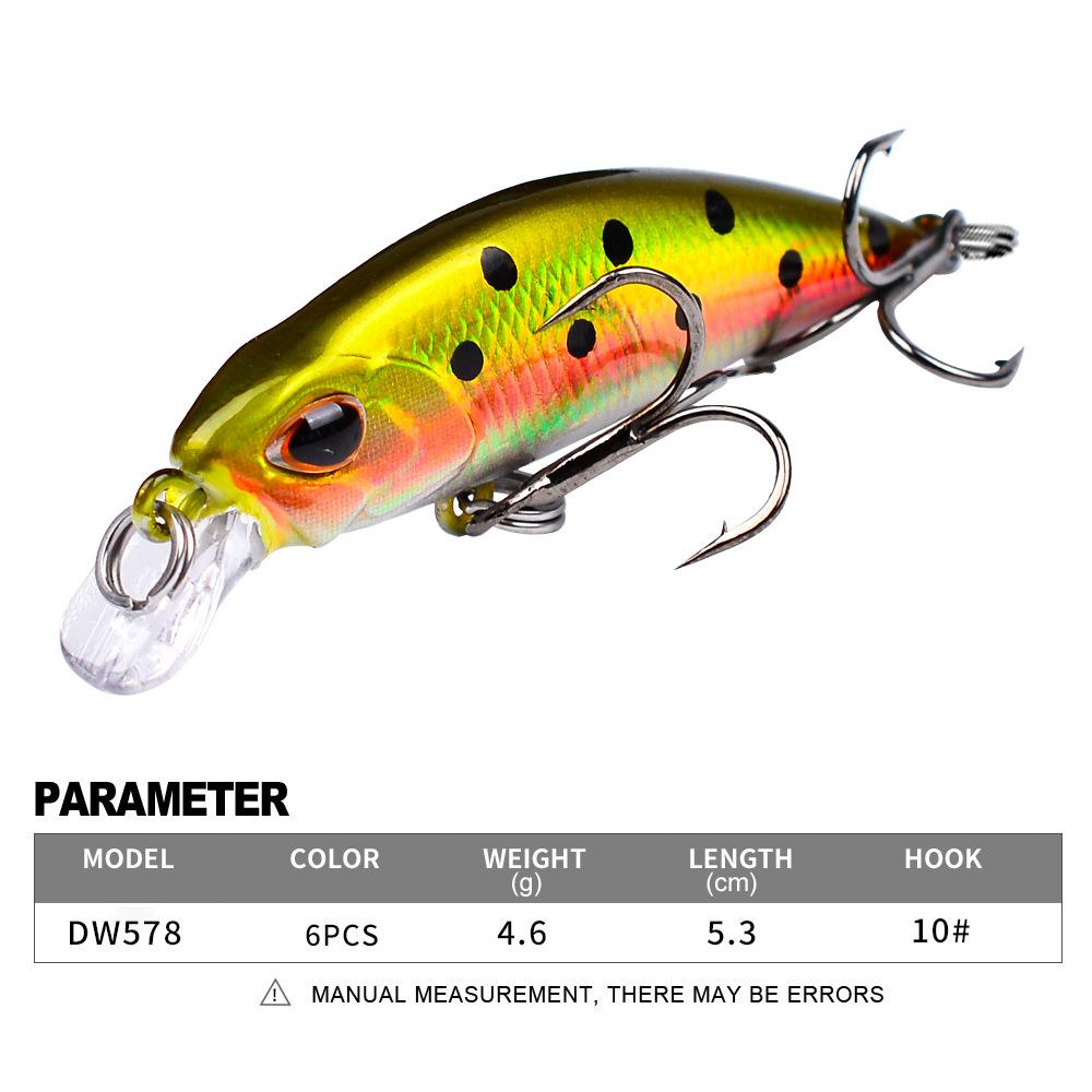 Погружная приманка Mino, 5,3 см, 4,6 г, длинная дорожная приманка, биомиметическая пластиковая жесткая приманка, рыболовные снасти