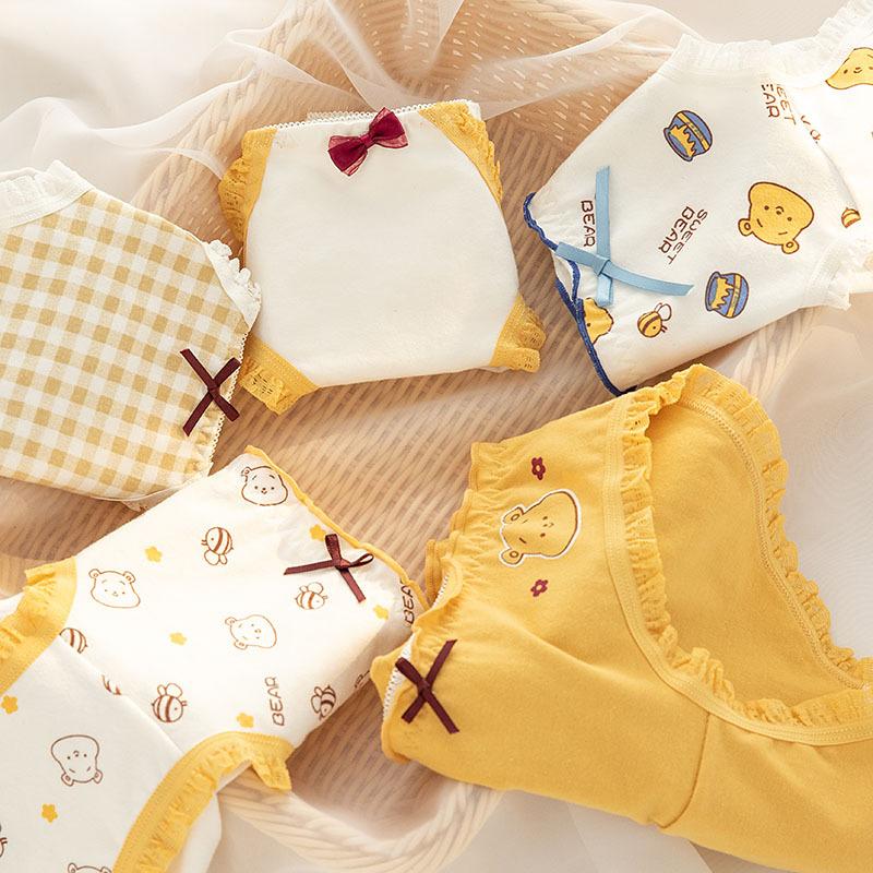 Japanese Little Bear Bee Pure Cotton Children's Women's Underwear - 3 Sets