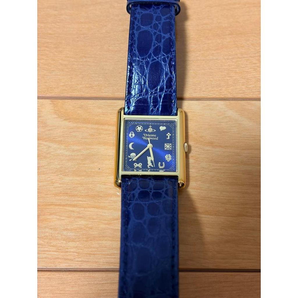 Used Vivienne Westwood Watch Square Blue CrocFeraligatr