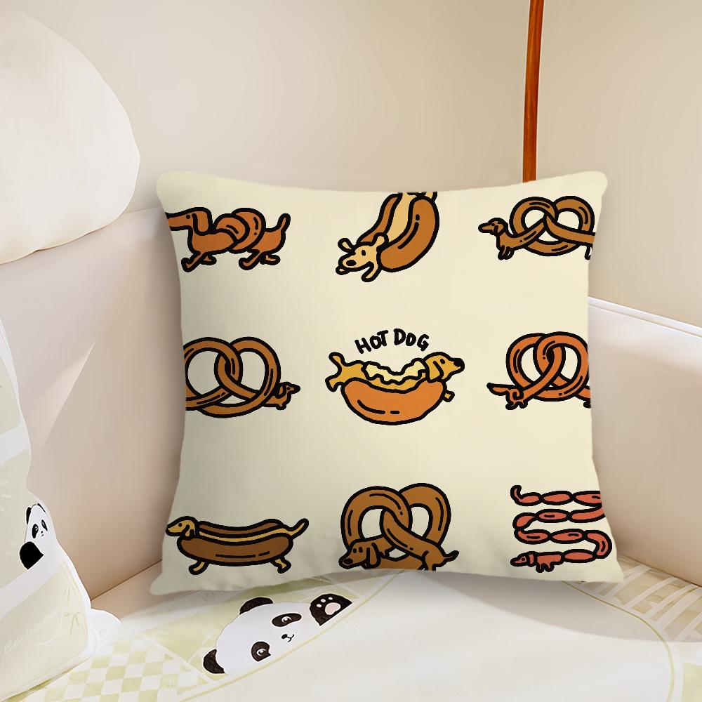 Cute dachshund cushion cover Pillow Case Plush Fabric Soft Double Sided Print Sofa Cushion Cover Throw Pillow Covers