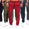 (M-4XL) Solid Color Drawstring Elastic Waist Sport Pleated Pants Trousers Male Jumpsuit Leggings for Men