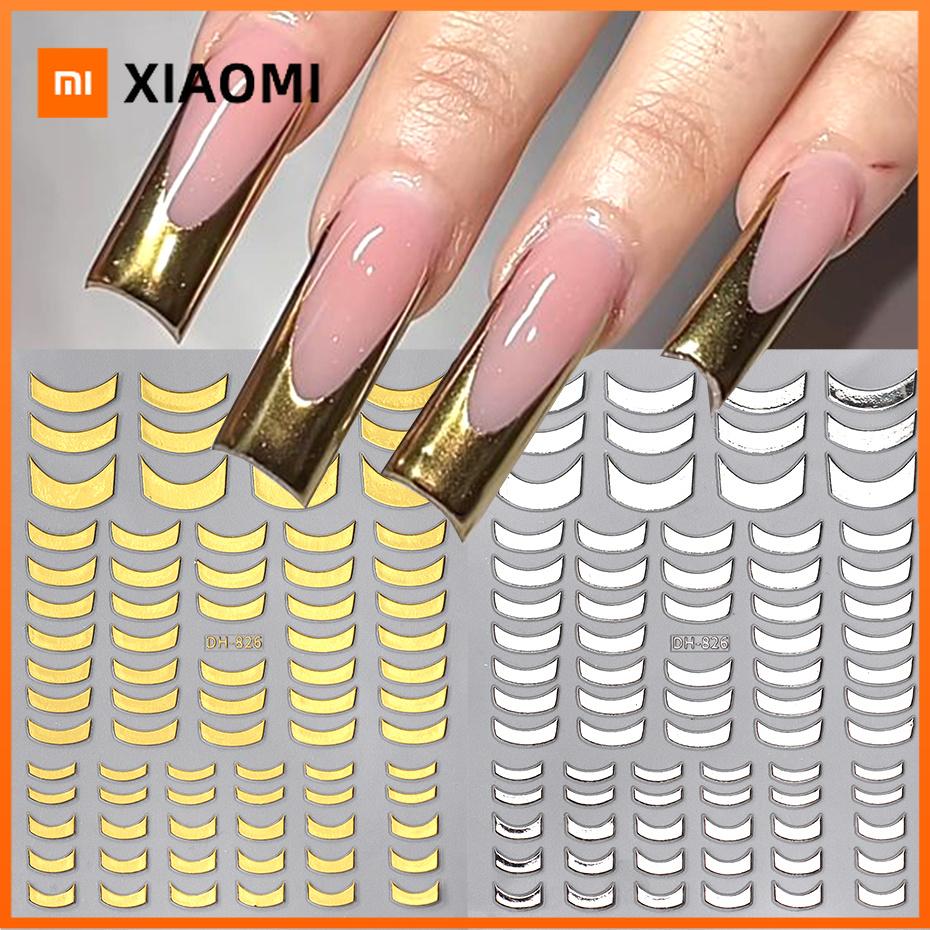 Xiaomi Golden Silver French Line Tips Nail Sticke Gradient Stripe Lines Sliders For Nails Ombre Designs Self-Adhesive Nail Art Decals