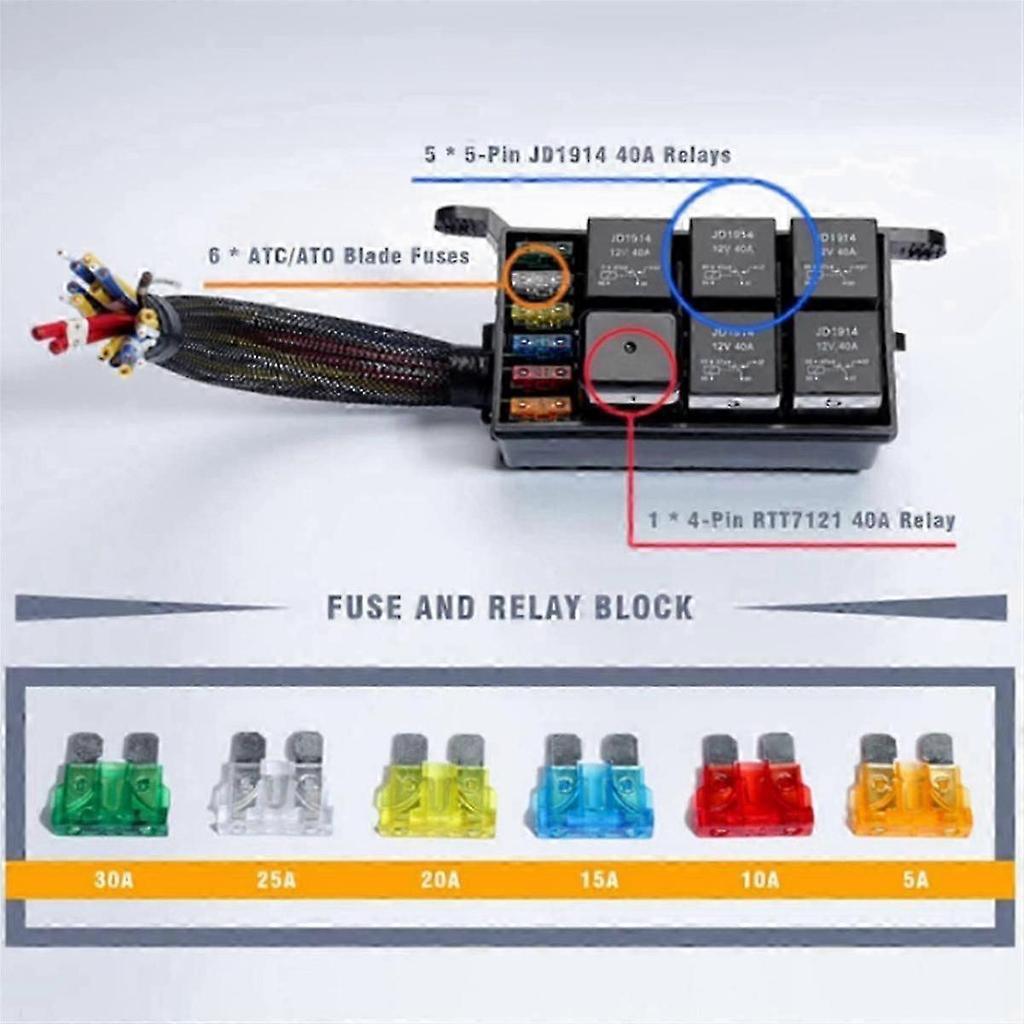 6-Way Fuse Box Modification Relay Module 12V for Vehicles