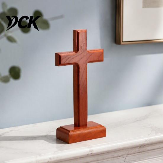 Church Altar Tabletop Solid Wood Stand Ornament, Wooden Standing Christian Gifts, Wall Desk Art Religious Faith Decor for Home Prayer Room Desktop