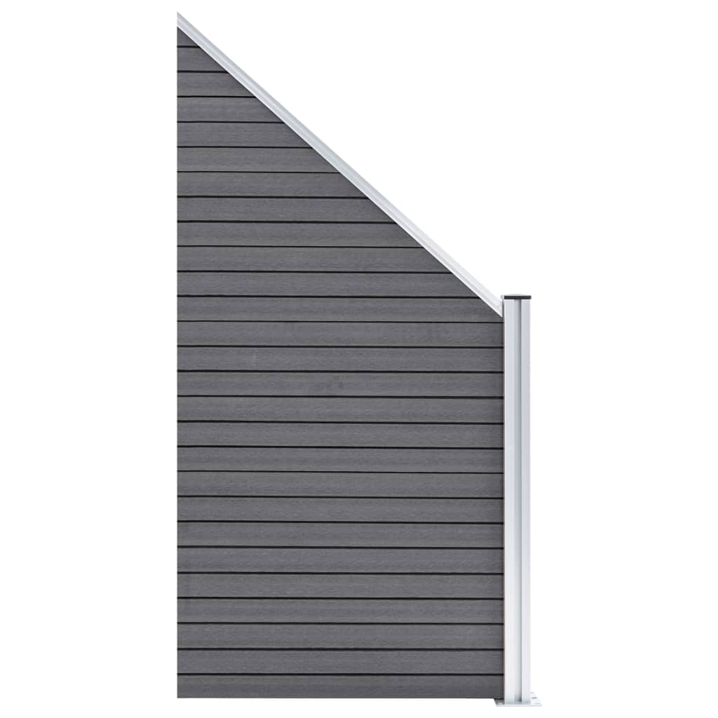 WPC Fence Set: 9 Square Panels + 1 Diagonal Panel 1657 x 186 cm Grey
