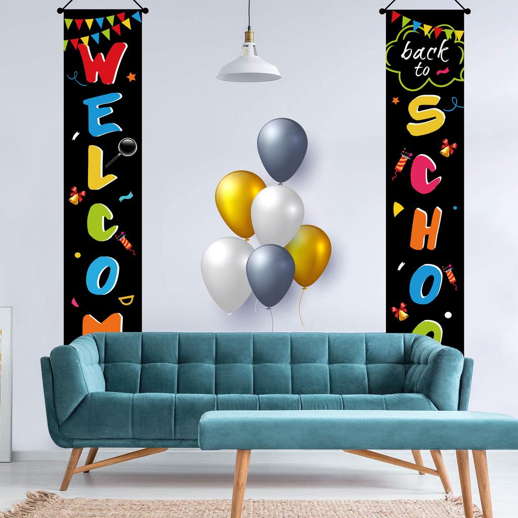 Подвесной баннер «С возвращением в школу», вывеска для крыльца для украшения класса в помещении и на улице, 11,81 X 70,87 дюйма