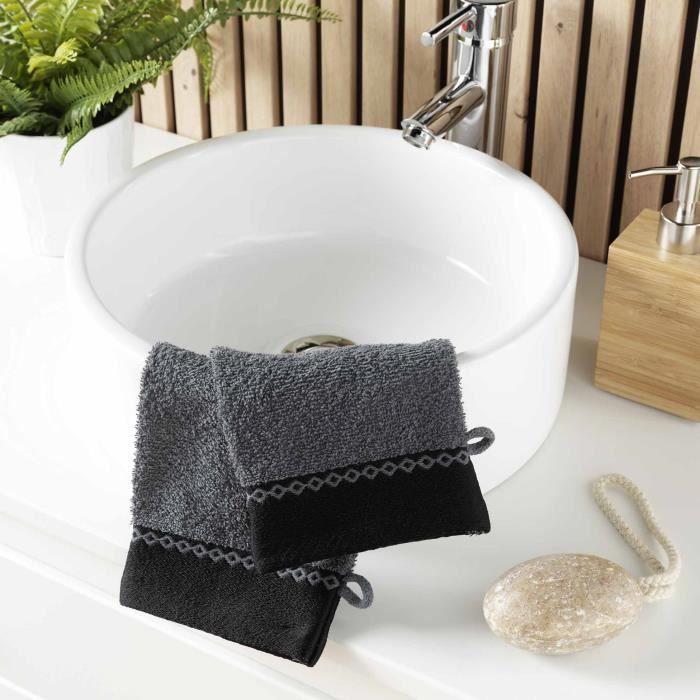 Gant de toilette - MAJESTIC - Lot de 2 - 100% coton éponge - 15 x 21 cm - Doux et absorbant