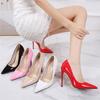 Women 12cm High Heels Scarpin Pumps Lady Leather Stiletto Heels Wedding Bridal Plus Size Glossy Sparkly Fashion Party Shoes