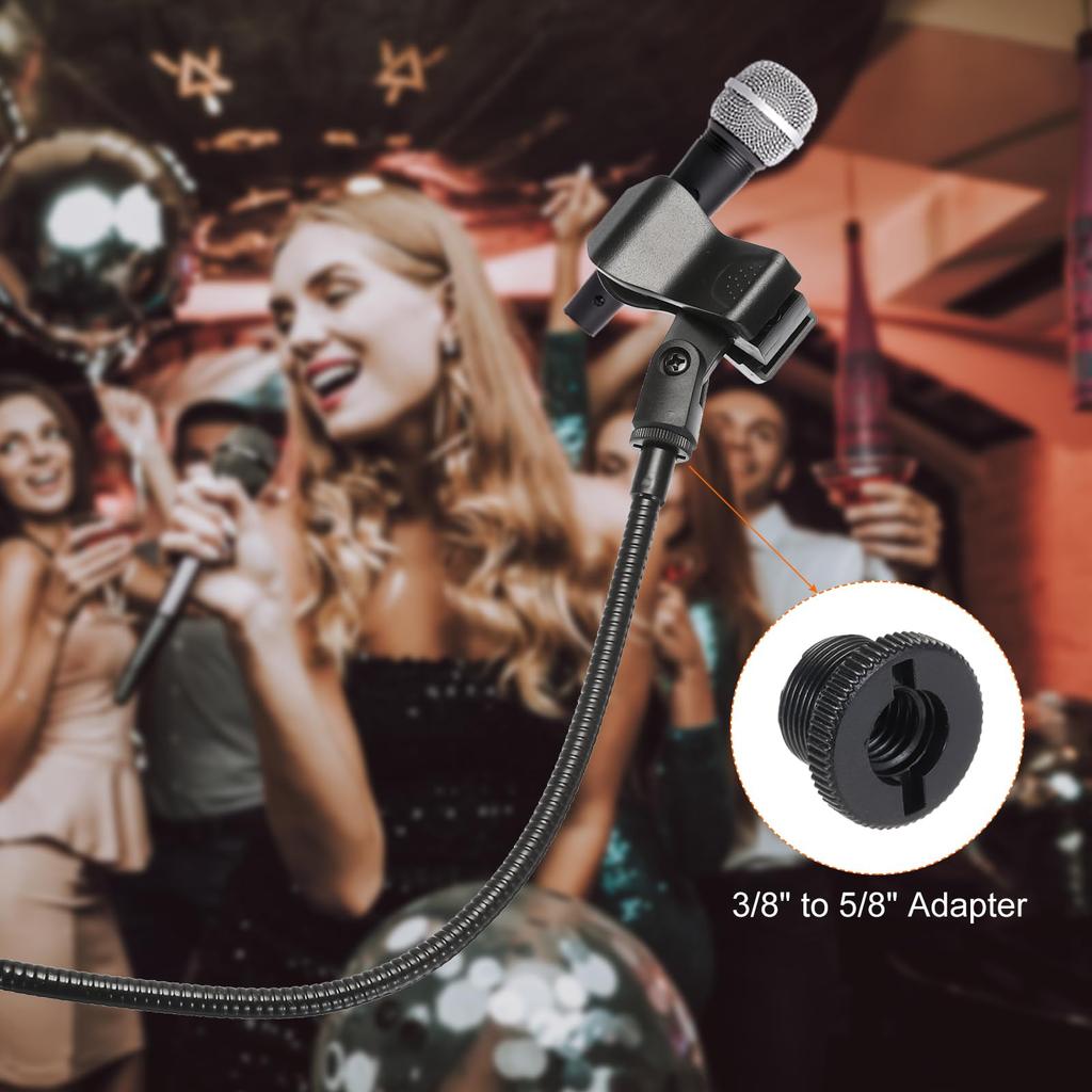 PATIKIL Настольная микрофонная стойка «гусиная шея» с гибким держателем и зажимом, настольная микрофонная стойка с пружинным зажимом для микрофона для пения и речи, черная, 18,5", 3/8"