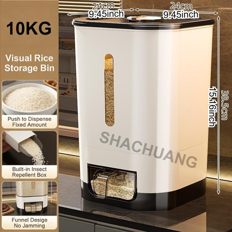 5kg/10kg High Capacity Automatic for Rice Dispenser with Cup,Moisture-proof and Sealed Rice Storage Container,Kitchen Essentials