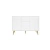 Buffet - MUVOE - Élégant à motif diamant - 3 tiroirs - 2 portes - Pieds dorés